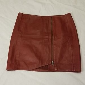 Leith Leather Skirt, Dark Red